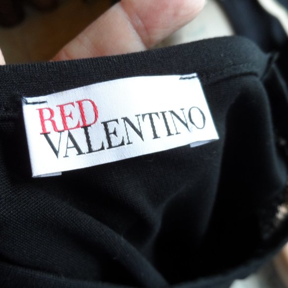 Red Valentino Black Front Ruffle A-Line Dress w/Lace Detail Size 2 - Picture 14 of 14